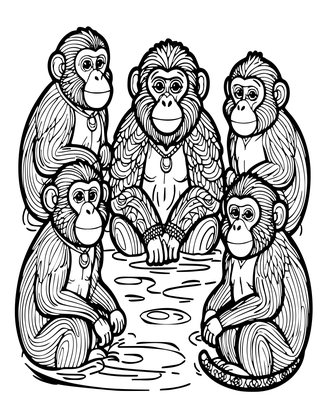 Jigokudani Park - Free printable coloring page