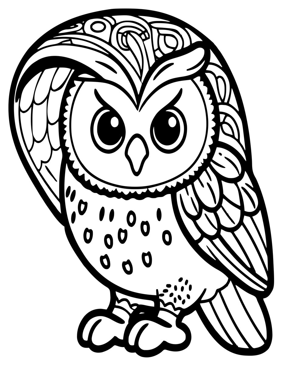 Juvenile Owl - free printable coloring page