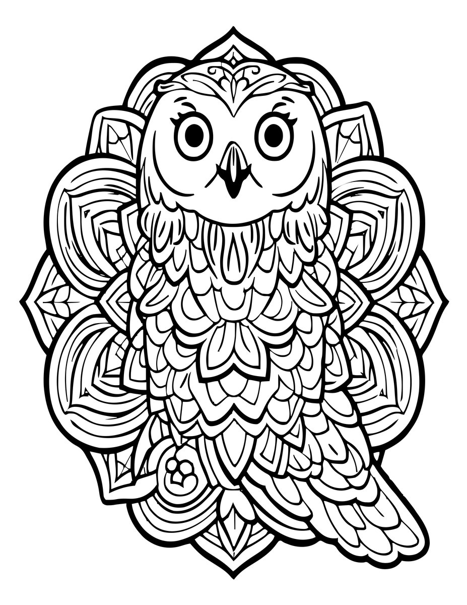Mandala Owl - free printable coloring page