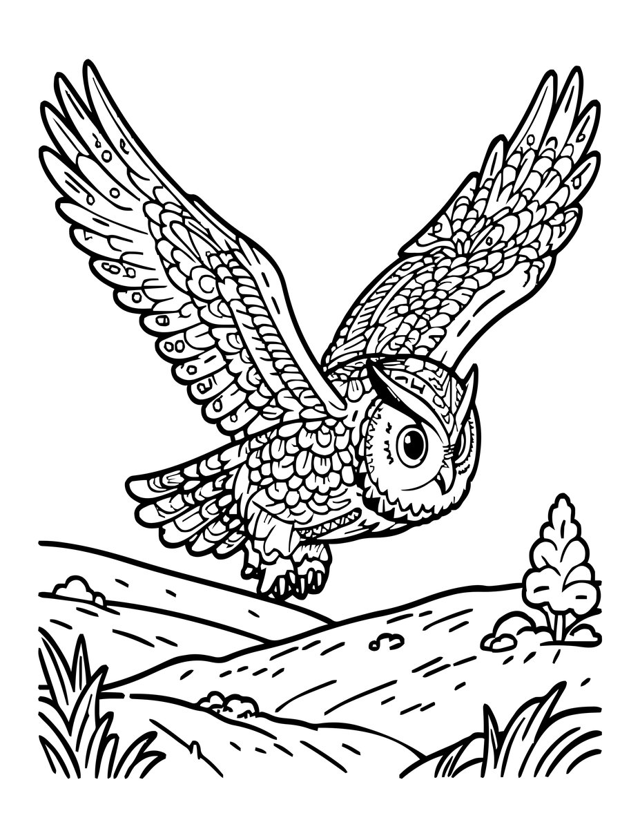 Hunting Flight - free printable coloring page