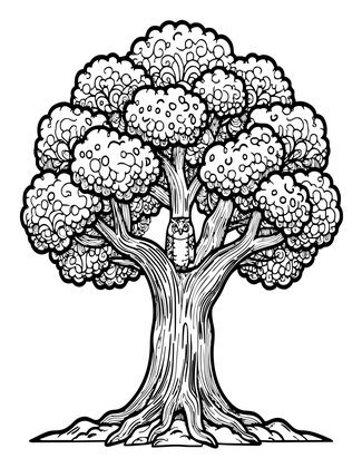 Ancient Tree - Free printable coloring page