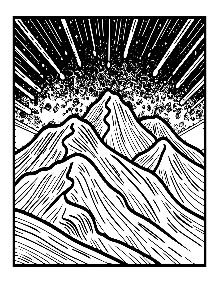 Meteor Shower - free printable coloring page