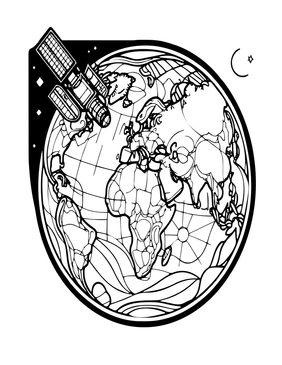 Hubble Telescope - free printable coloring page