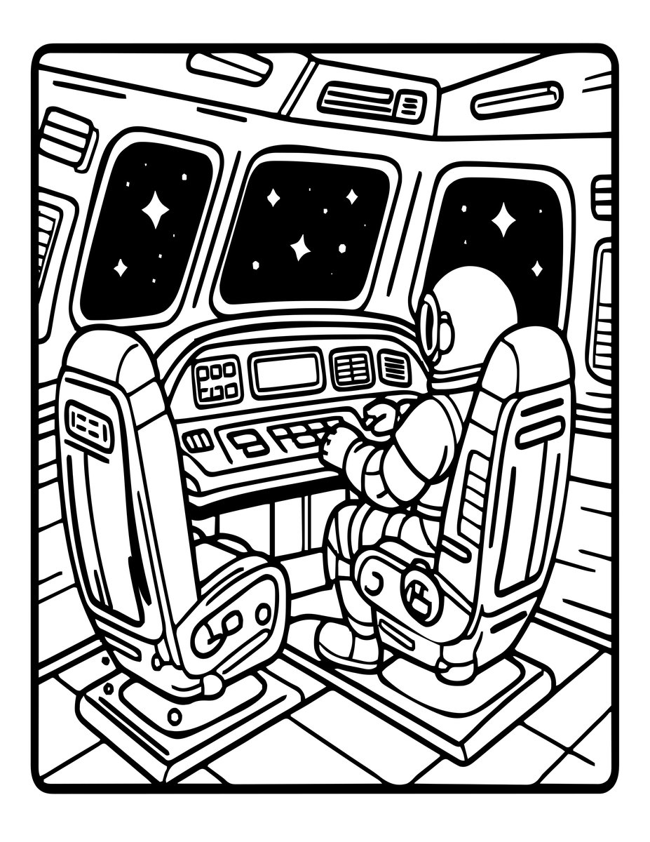 Spacecraft Interior - free printable coloring page