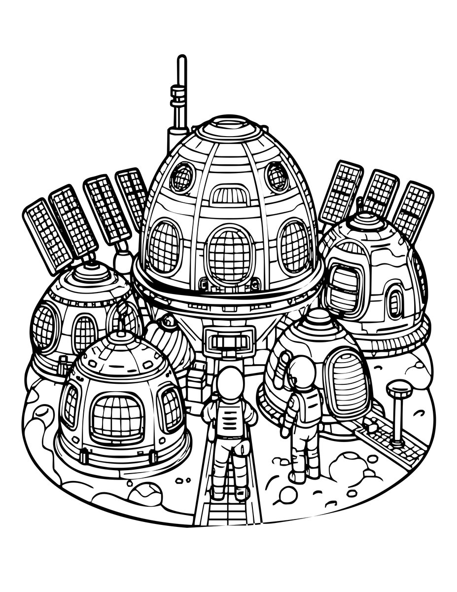 Moon Base - free printable coloring page