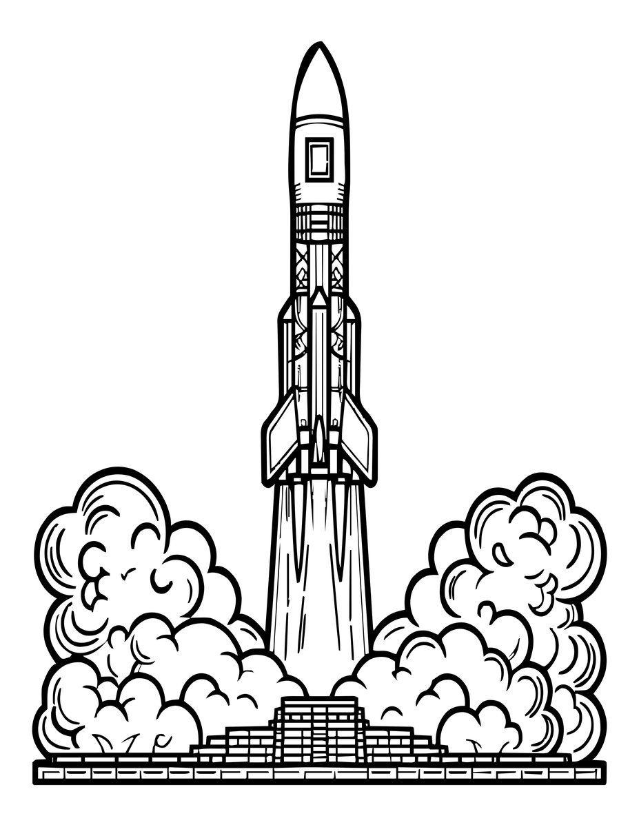 Rocket Launch - free printable coloring page
