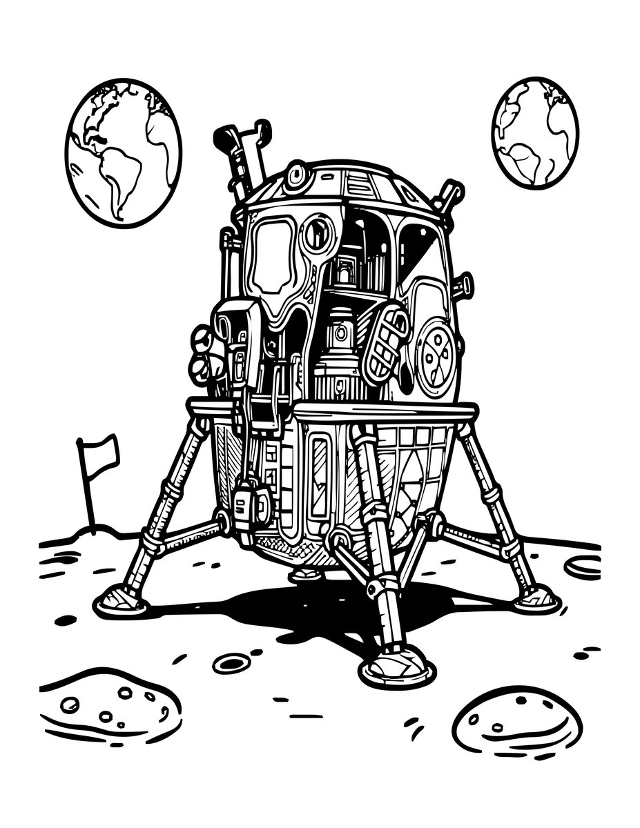 Moon Landing - free printable coloring page