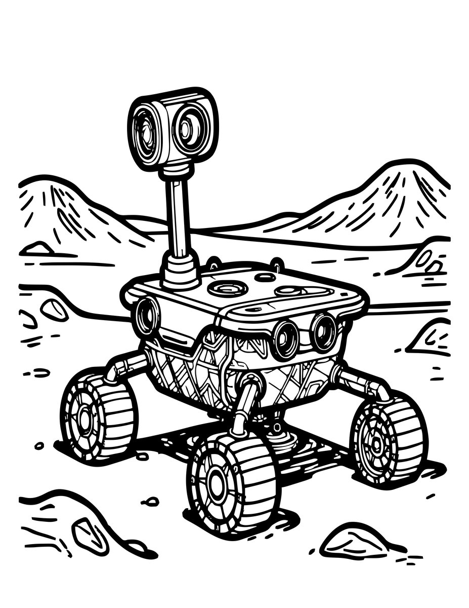 Mars Rover - free printable coloring page
