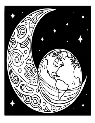 Lunar Eclipse - Free printable coloring page