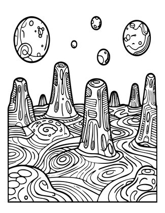 Alien Landscape - Free printable coloring page