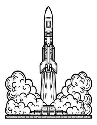 Rocket Launch - Free printable coloring page
