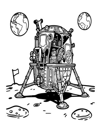 Moon Landing - Free printable coloring page