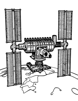 Space Station - Free printable coloring page