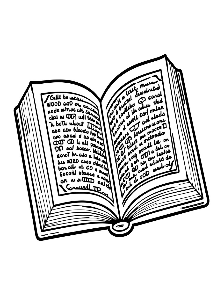 Floating Tome - free printable coloring page