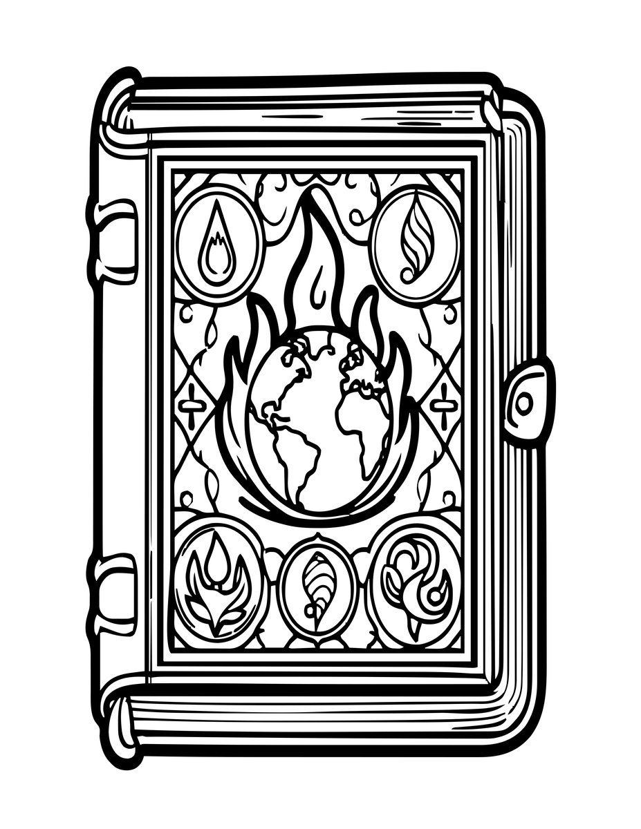 Elemental Tome - free printable coloring page