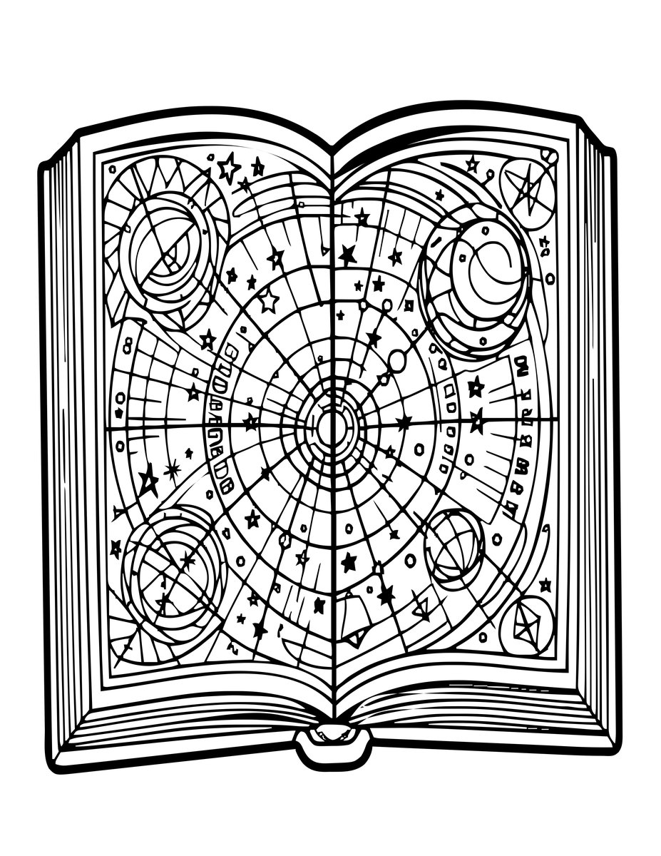 Celestial Map Pages - free printable coloring page