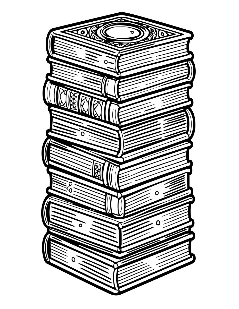 Spellbook Tower - free printable coloring page