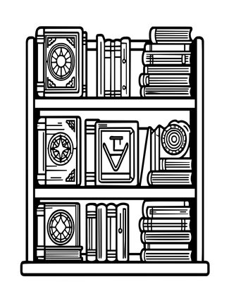 Spellbook Shelf - Free printable coloring page