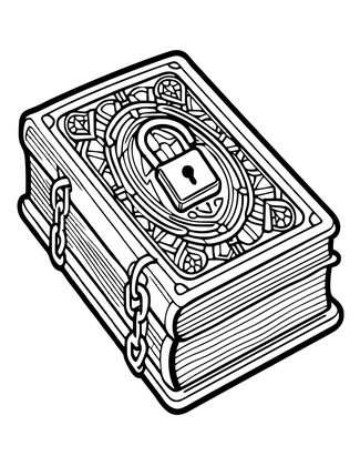 Locked Grimoire - Free printable coloring page
