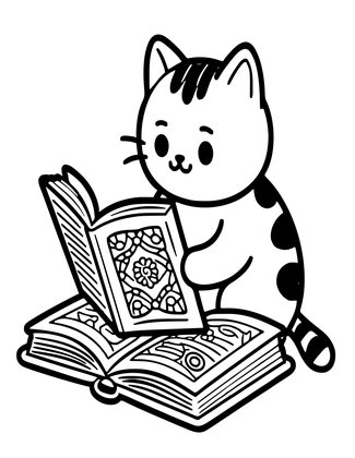 Spellbook and Familiar - Free printable coloring page