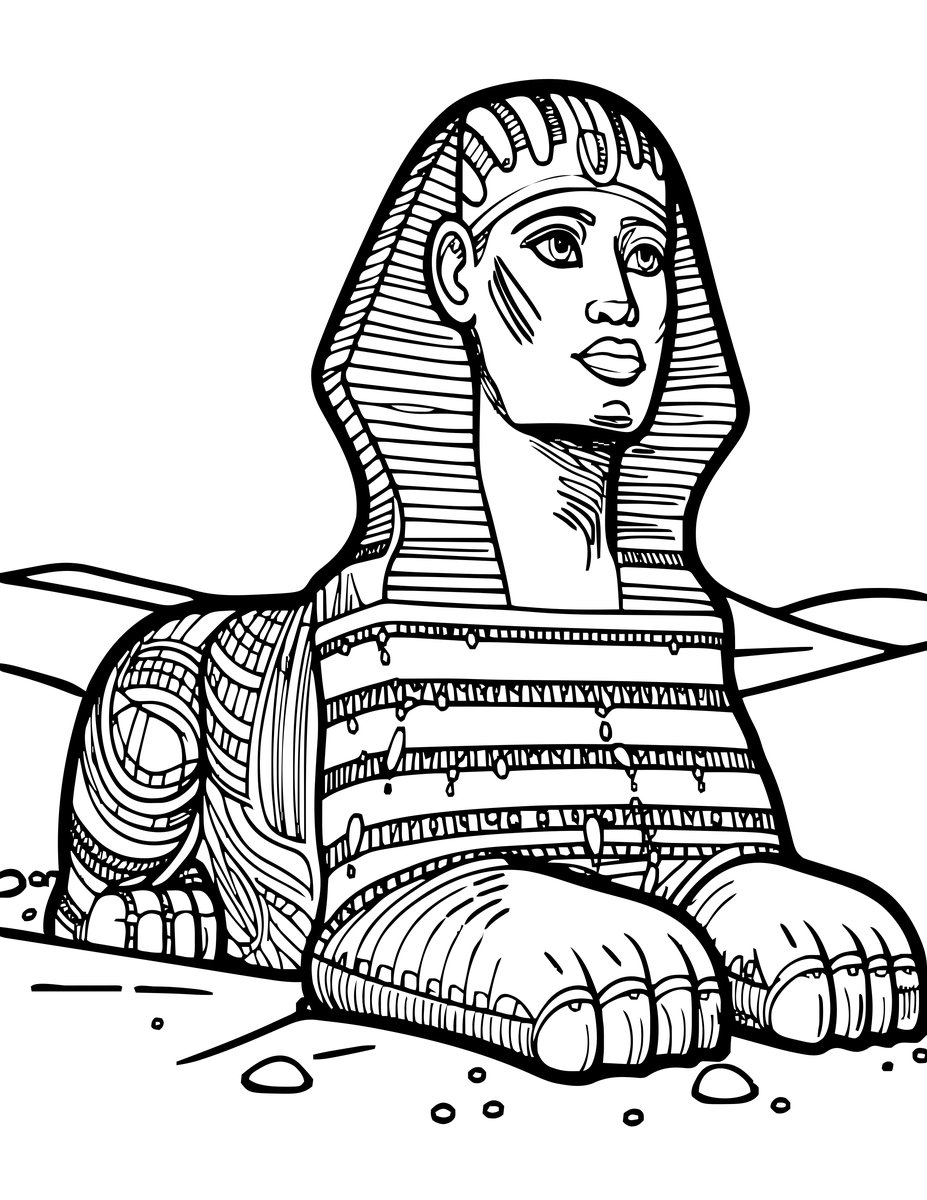 Sphinx in Sand Storm - free printable coloring page