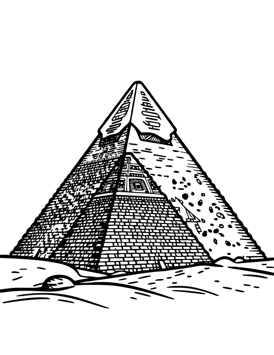 Pyramid at Sunrise - free printable coloring page