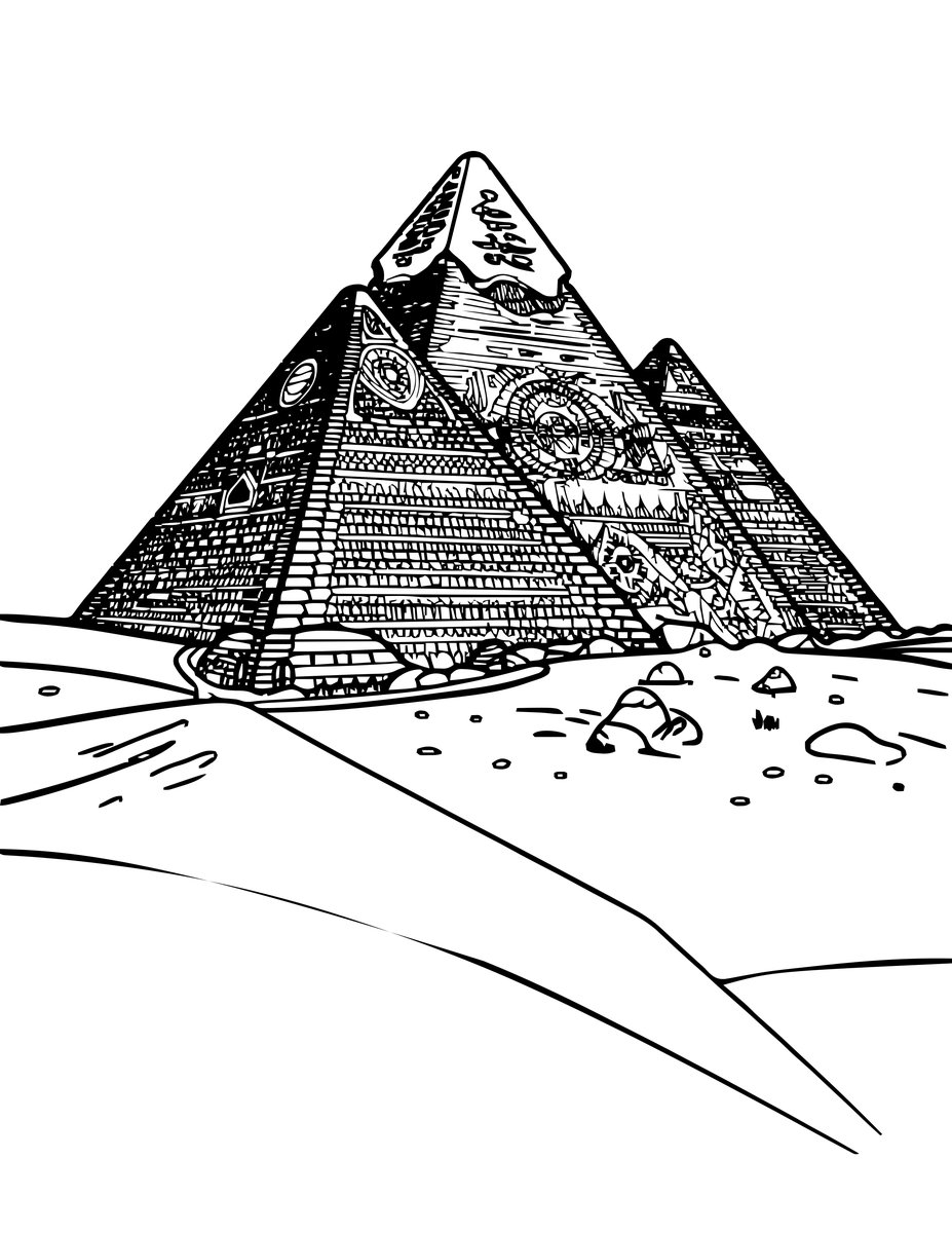 Pyramid Shadow - free printable coloring page