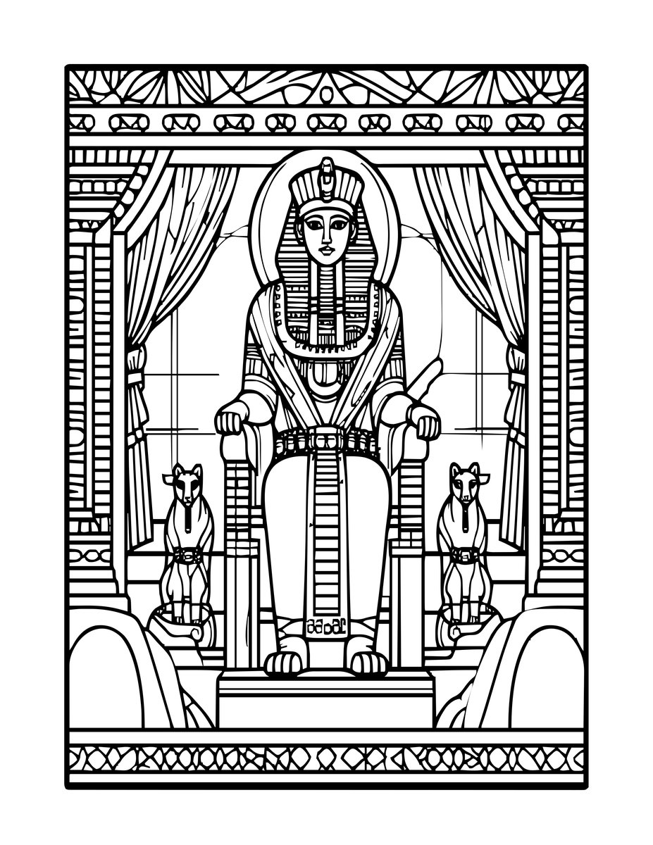 Sphinx and Osiris - free printable coloring page