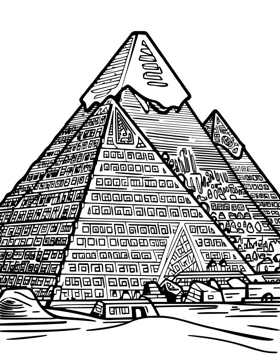 Nubian Pyramids - free printable coloring page