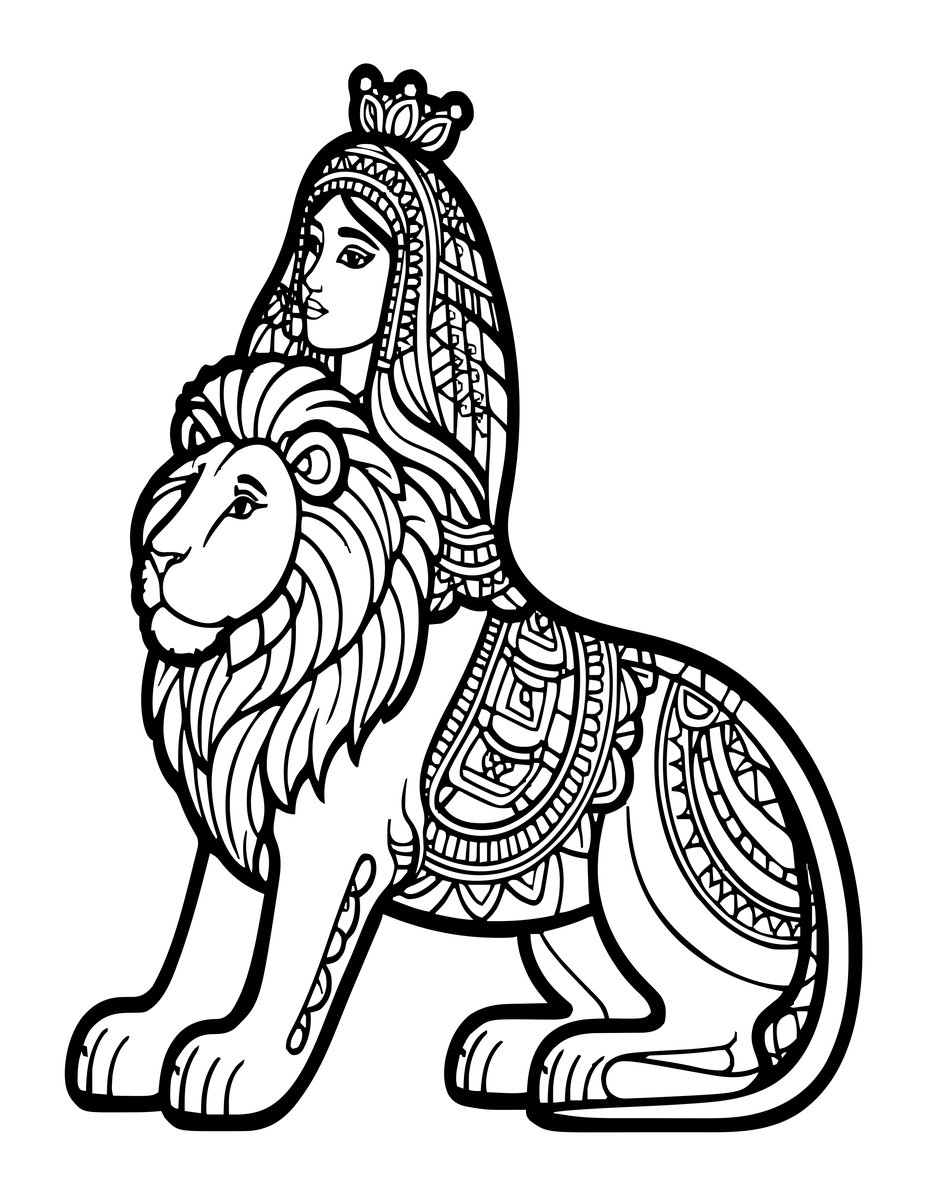 Egyptian Sphinx Goddess - free printable coloring page