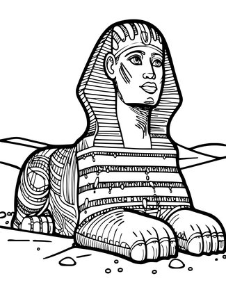 Sphinx in Sand Storm - Free printable coloring page