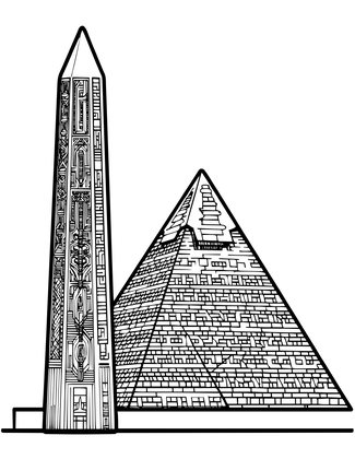Pyramid and Obelisk - Free printable coloring page