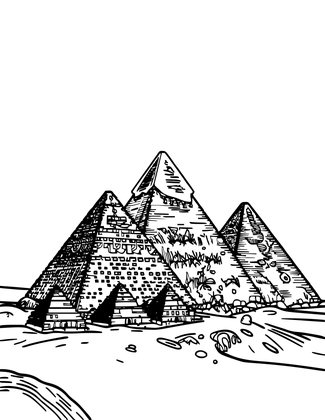 Three Pyramids of Giza - Free printable coloring page