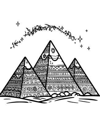 Pyramid by Night - Free printable coloring page