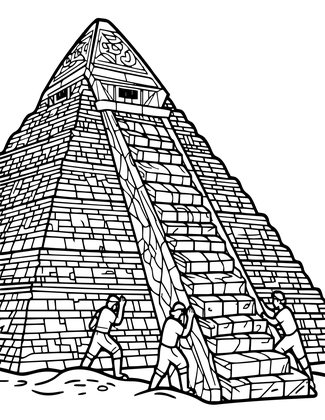 Building the Pyramids - Free printable coloring page
