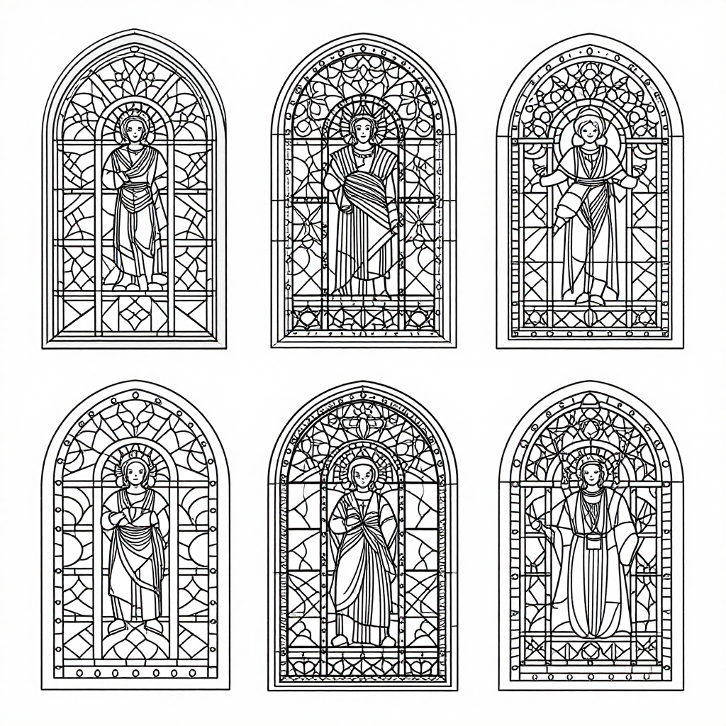 Stained Glass coloring pages collection - 30 free printable pages