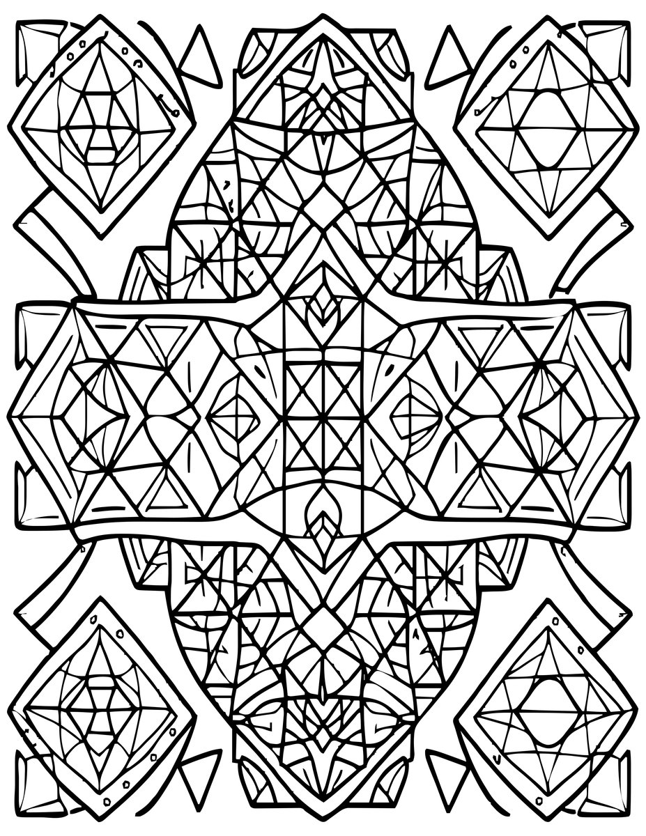 Geometric Mosaic - free printable coloring page
