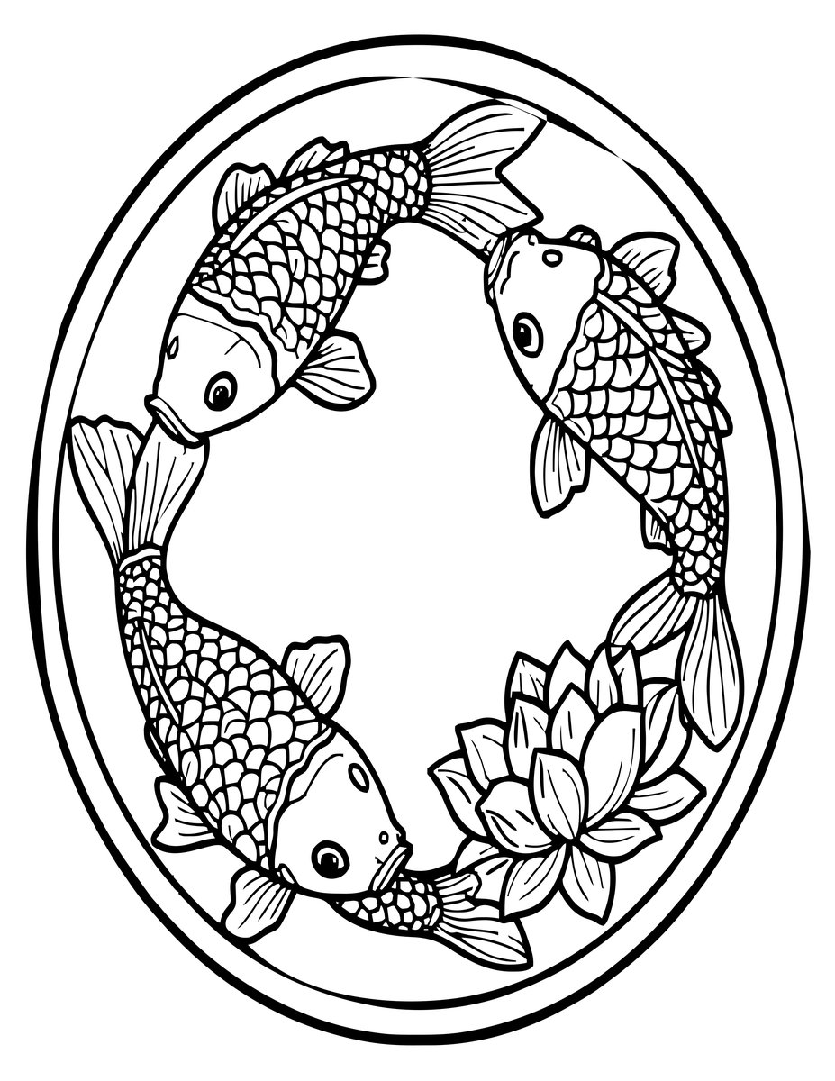 Koi Pond Panel - free printable coloring page