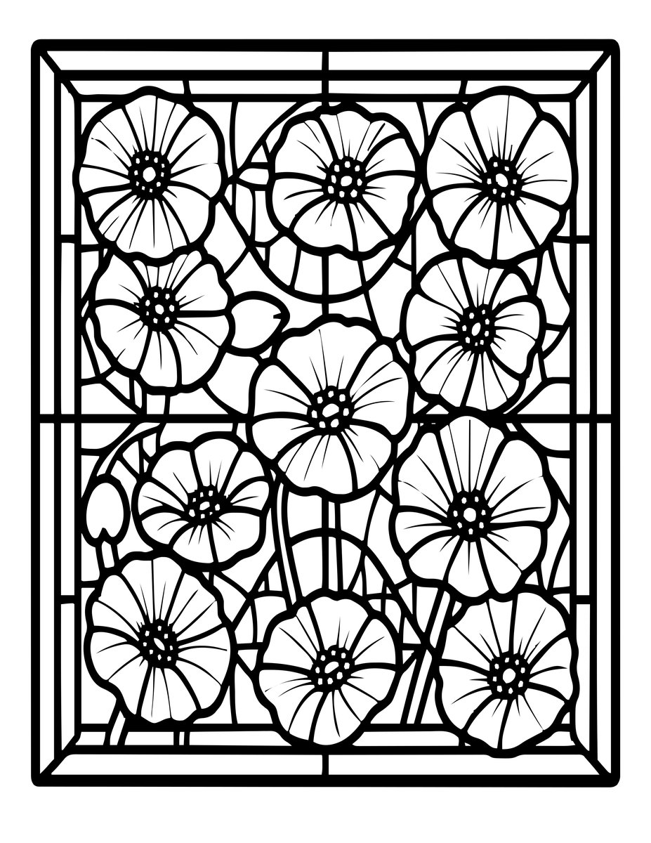 Poppy Field - free printable coloring page