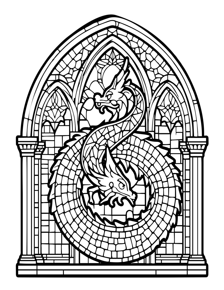Dragon Panel - free printable coloring page