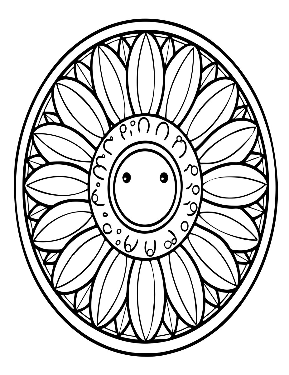 Sunflower Circle - free printable coloring page