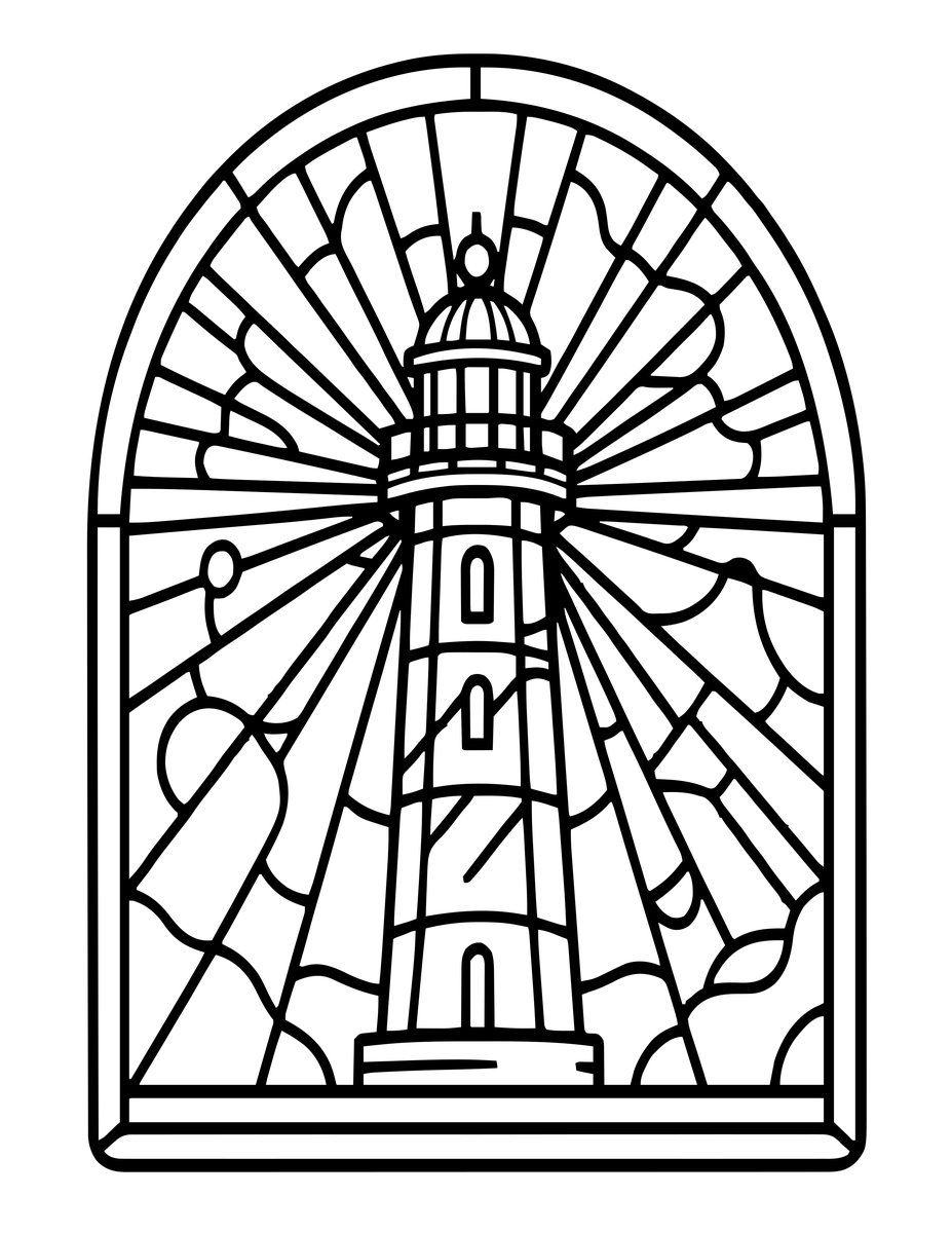 Lighthouse Scene - free printable coloring page