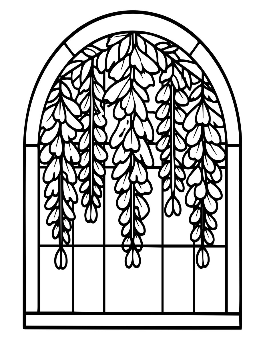 Wisteria Cascade - free printable coloring page