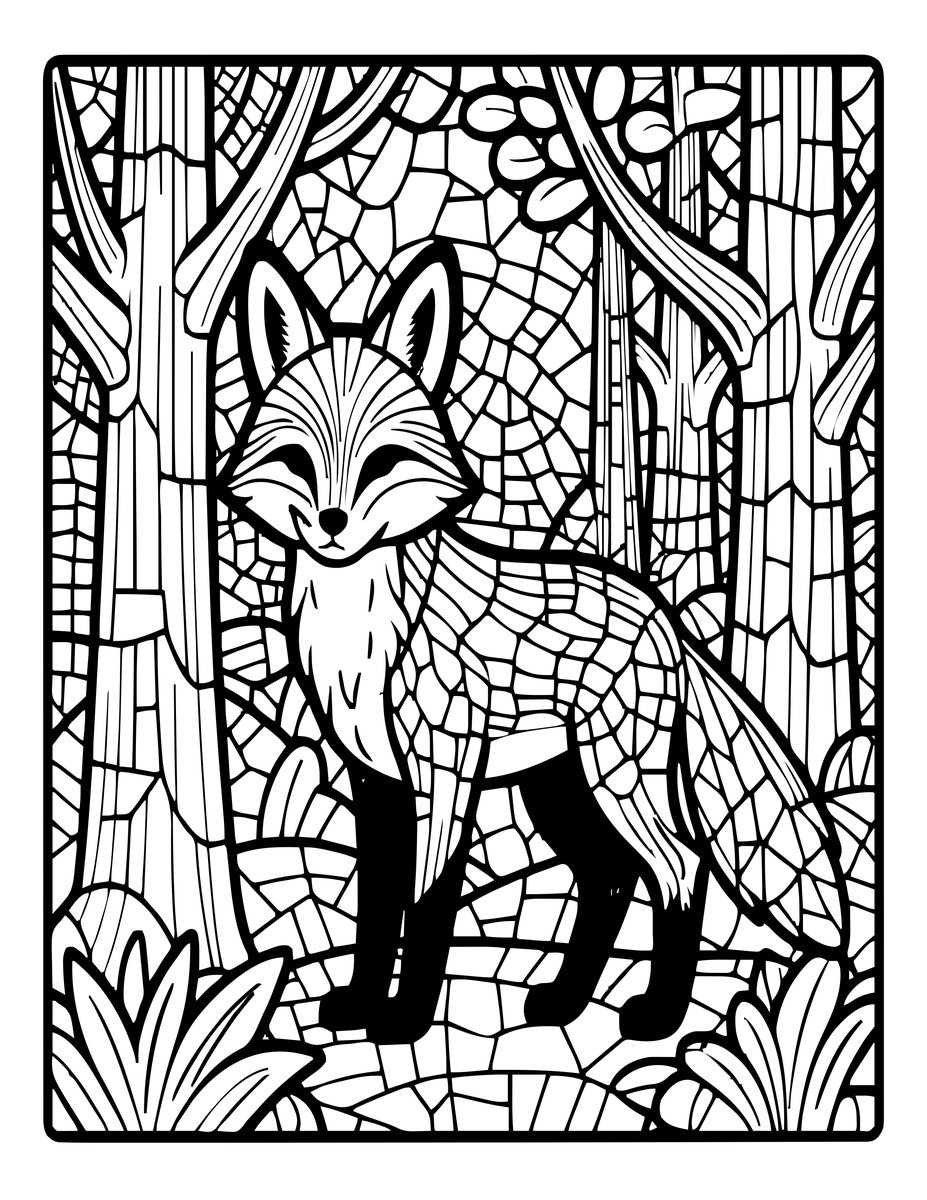 Fox in Forest - free printable coloring page