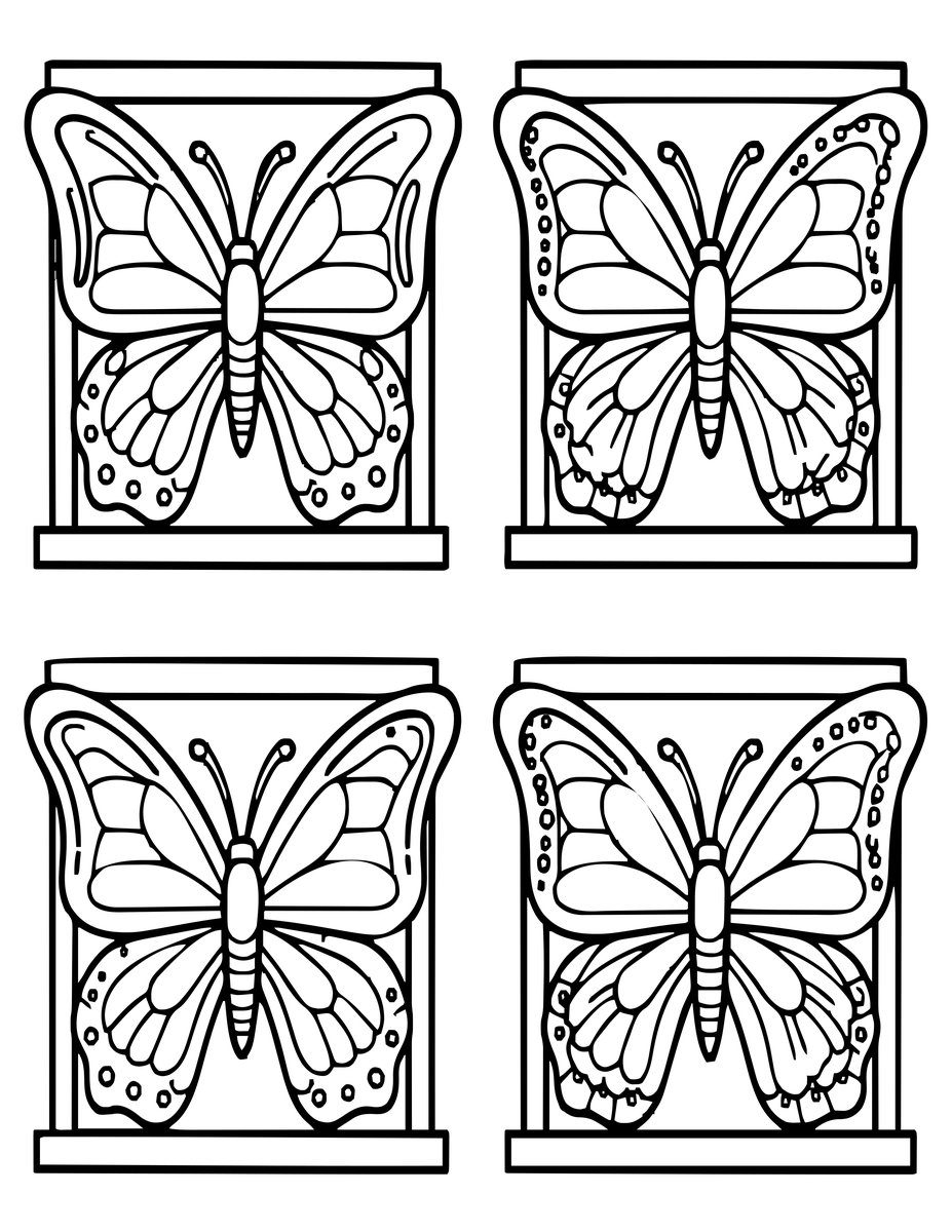 Butterfly Triptych - free printable coloring page