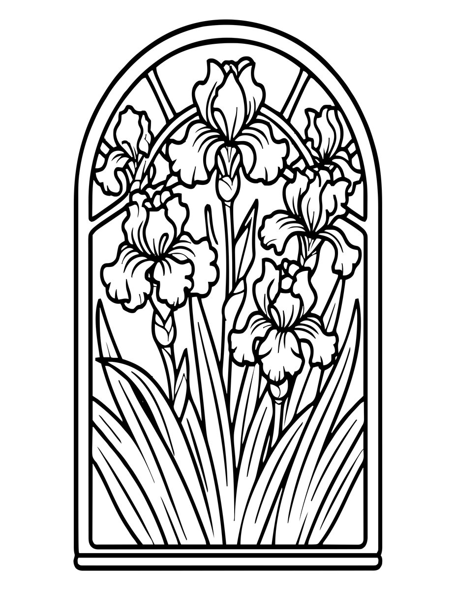 Iris Garden - free printable coloring page