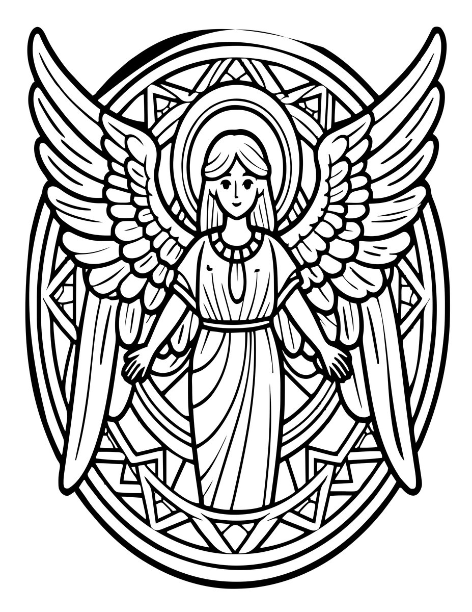 Angel Window - free printable coloring page