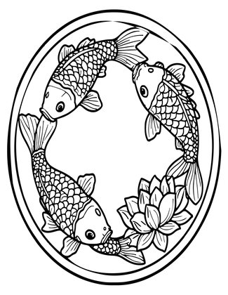 Koi Pond Panel - Free printable coloring page