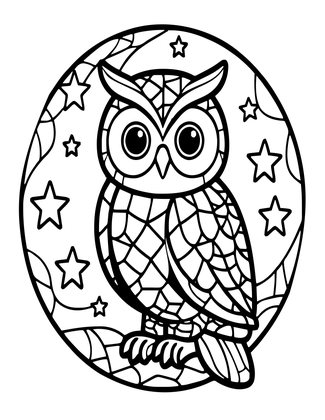 Owl at Night - Free printable coloring page
