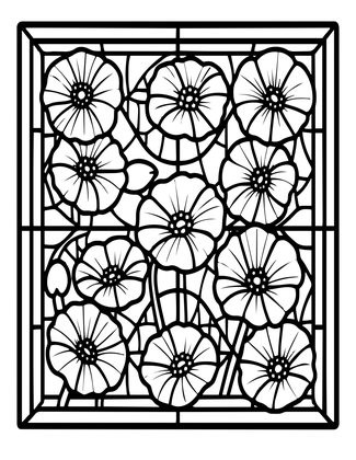 Poppy Field - Free printable coloring page
